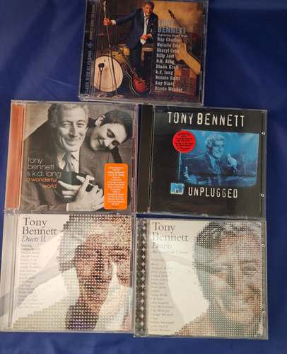 Tony Bennett 5 CD Lot Duets 1 and 2, MTV Unplugged KD Lang Playin with Friends