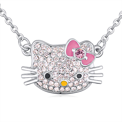 Kitty Cat with Bow Tie Stud Earrings Rhodium ad Rose Gold-plated Silver with Cubic Zirconia Kitty Cat with Bow Tie Stud Earrings Rhodium ad Rose Gold-plated Silver with Cubic Zirconia