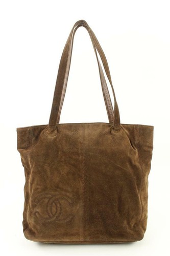 Chanel Brown Suede CC Logo Shopper Tote Bag 118cas27 - Picture 1 of 12