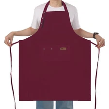 Extra Large Aprons for Men Adjustable Button Bib Apron with 3 Pockets Chef Co...