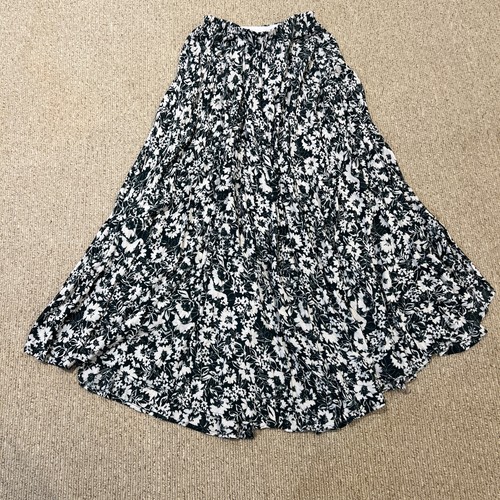 Ces Femme XS/S Super Soft Deep Green & White Full Boho Pull-On Skirt