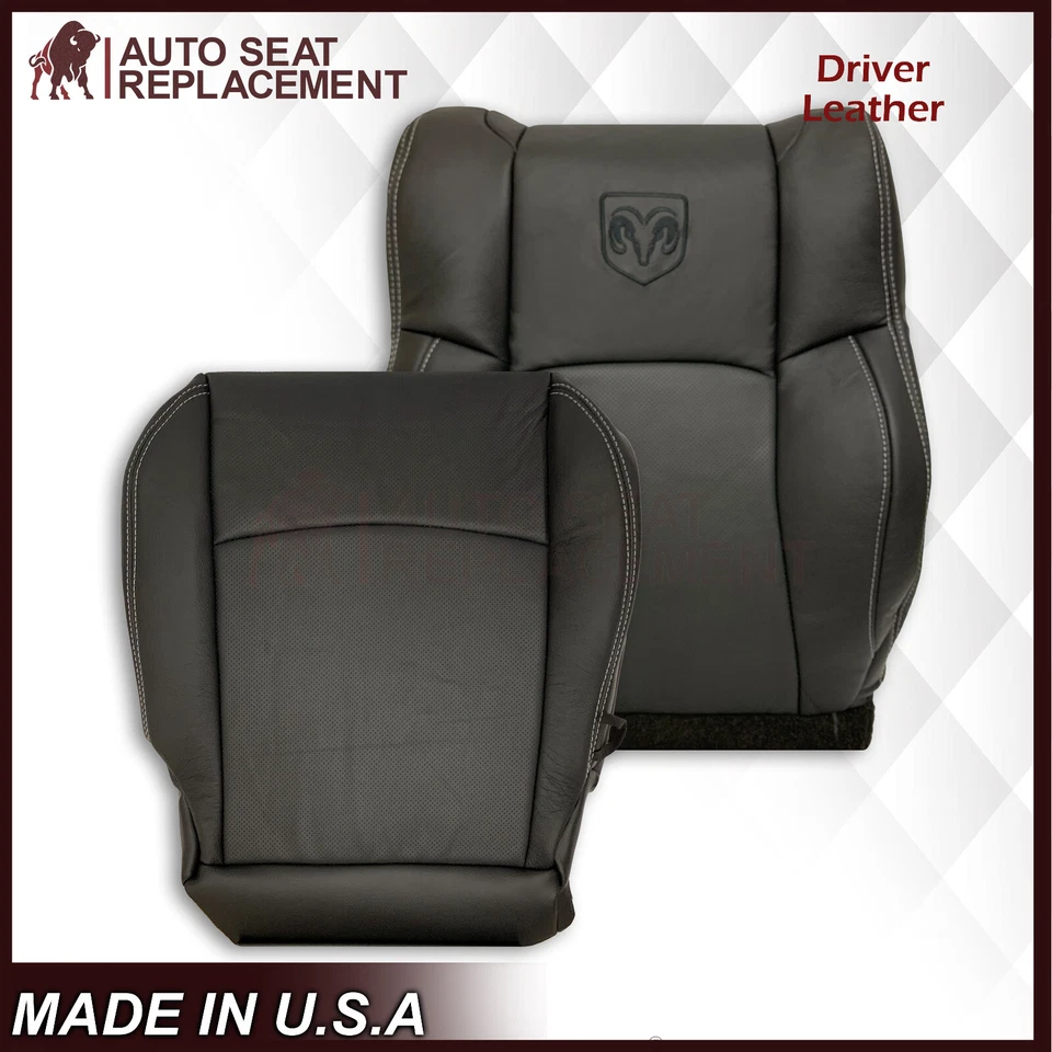 For 2009 - 2012 Dodge Ram 2500 3500 Laramie Seat Covers Dark Gray Leather - Image 2 of 4