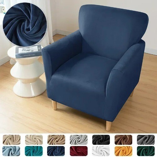 Einfarbiges Samt Clubsofa Elastisch Super Weich Clubsessel Bezug Einsitzer - Bild 20 von 49