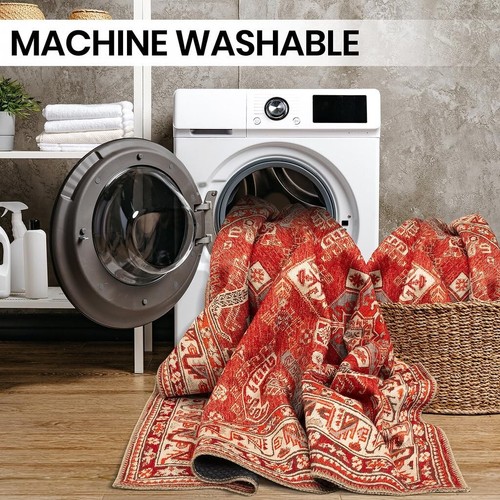 GLN Rugs Knossos - Machine Washable Area Rug - Turkish Red/Beige Home Rugs - Picture 57 of 66