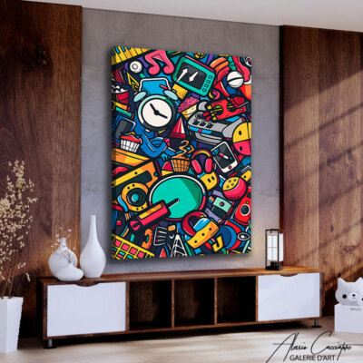 Doodle Art Print - Canvas Wall Art Pop Art Painting - Colorful