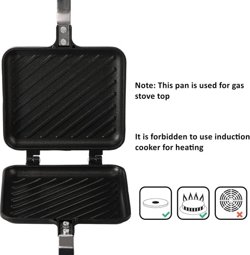 Hochwertiger Aluminium Antihaft Sandwichmaker - Ideal zum Grillen & Toasten - Bild 5 von 9