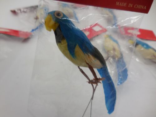 7 Vintage SSCO Parrot Bird Craft Decorations NIP Blue Tail Feathers - Picture 2 of 6
