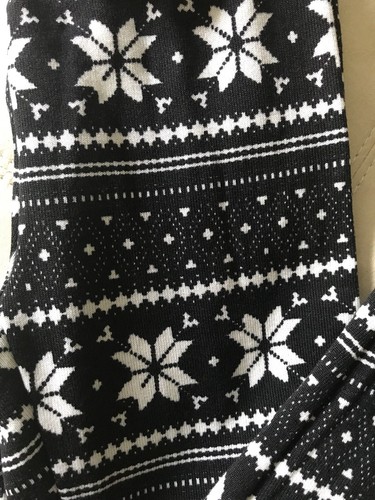 Fair Isle Girls Women’s Warm & Fuzzy Fleece Leggings Black White Size Small 3-5 - Picture 3 of 4