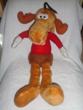 Moose Bullwinkle  Rocky Cartoon 19" Stuffed Plush Animal Nanco 1991 red shirt