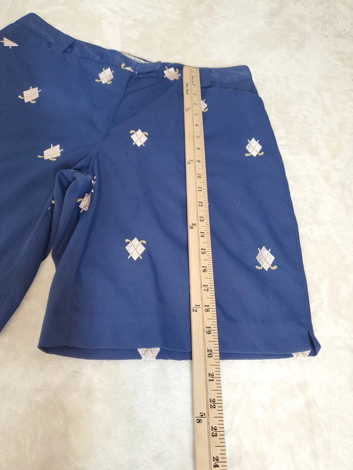 Coral Bay Women's Golf Shorts Navy Blue With Embroidered Print Size 14 - Image 2 of 4