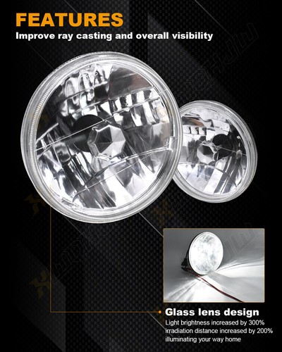 7" Round LED Headlights Combo Hi/Lo For Land Rover Range Rover Classic 1970-1995 - Picture 2 of 11