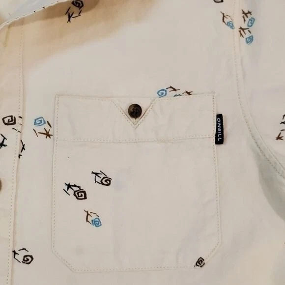 O'Neill Boys Shirt Short Sleeve Beige Floral Print Size M - Image 3 of 4