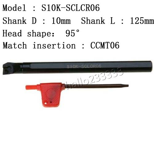 95° S10K SCLCR06 (10*125mm)CNC Lathe Internal Turning Tool For CCMT060204 insert - Bild 3 von 7