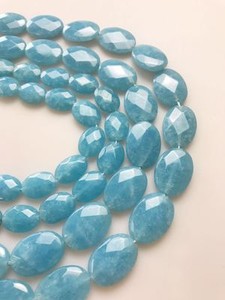 Blue-Sponge-Quartz-Faceted-Oval-Shape-Gemstone-Beads-15-5-039-039-Long-per-Strand