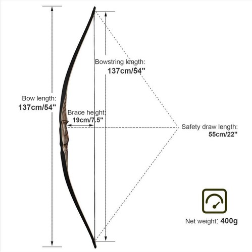 20-70lb Archery Handmade Traditional Recurve Bow Hunting Longbow Laminated Limbs - Picture 3 of 17
