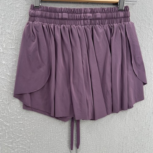 Pantalones Cortos Mujer XS Púrpura Entrenamiento Cintura Alta Fluido Cordón Atletismo Activo - Imagen 3 de 8