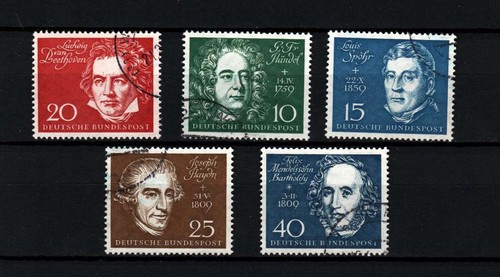 Bund, BRD, 1959 Mi. Nr. 315 - 319, Marken aus Komponistenblock, gestempelt - Bild 5 von 22