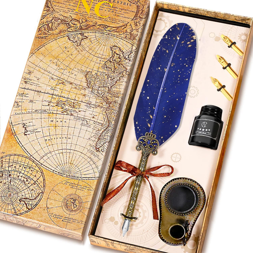 Feather Pen Ink Set, Quill Pen Ink Set, Feather Calligraphy Pen Set, Christmas G