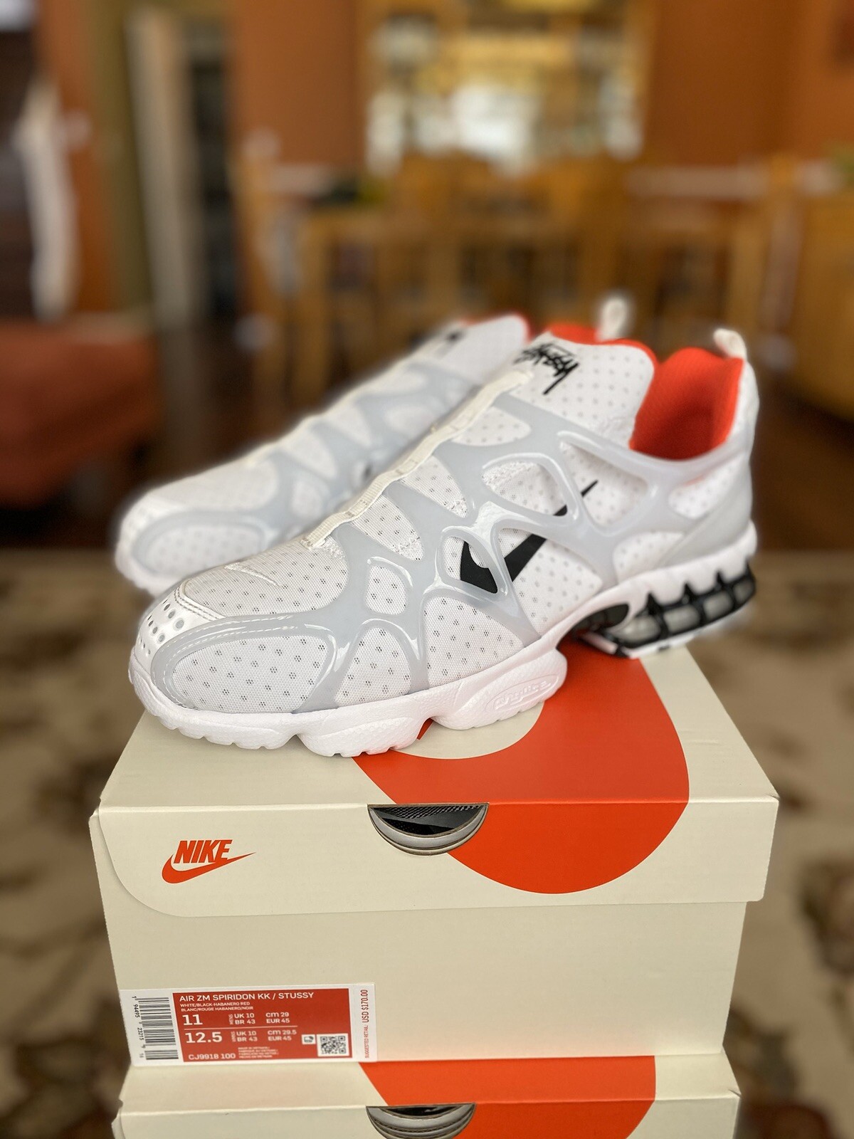 Nike Stussy Air Zoom Spiridon Kukini White CJ9918-100 Size 11 FREE