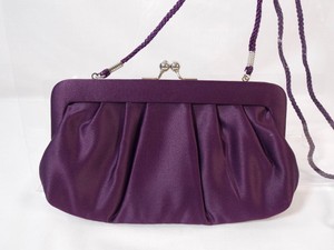 Kate-Landry-Purple-Satin-Evening-Purse-Clutch-Crystal-Clasp-Shoulder-Strap