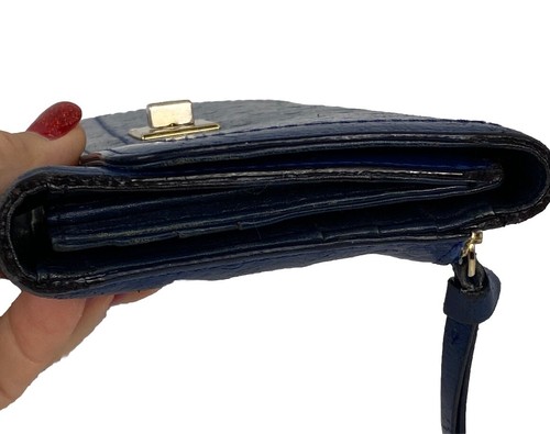 VTG Diane Von Furstenberg Blue Ostrich Wallet With Turn Lock - Picture 8 of 16