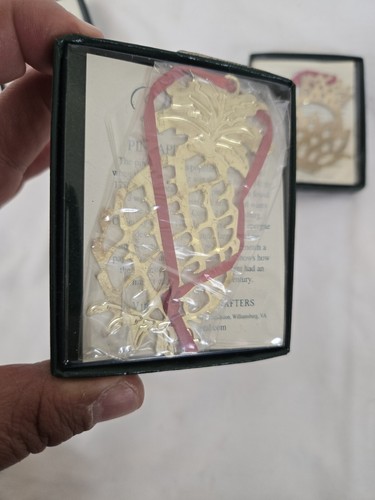 4 VM VIRGINIA METALCRAFTERS Golden Pineapple Christmas Ornament in Original Box  - Picture 5 of 6