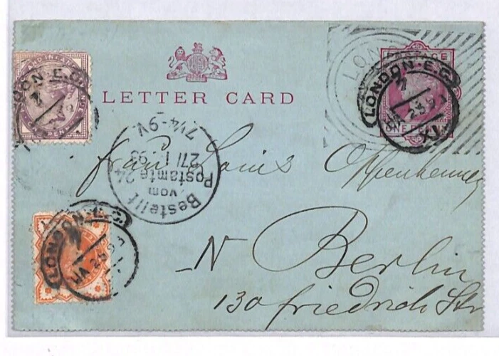 GB HOSTER MACHINE TRIAL QV Letter Card Overstruck HOODED CIRCLE 1893 Cover YK120 - Image 4 of 4