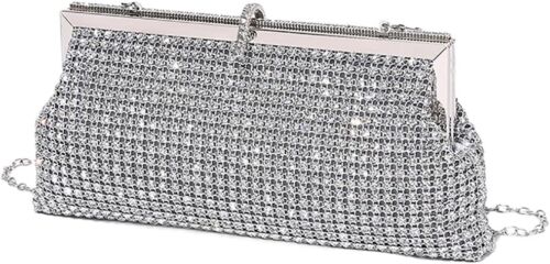 Evening Clutch Purse Shiny Rhinestone Wedding Party Handbag Crystal Shoulder Bag - Picture 15 of 25
