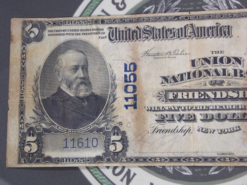 1902 $ 5 nationale Währung Bank der *FREUNDSCHAFT* Note CH #11055 #1160 ECC&C, Inc. - Bild 2 von 10