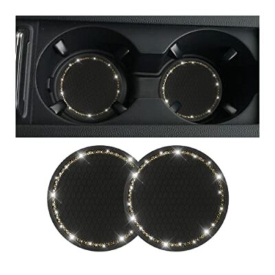 2 PCS Bling Car Cup Coasters - 2.75 Inch Crystal Rhinestone Drink Mats For Car Cup Holders