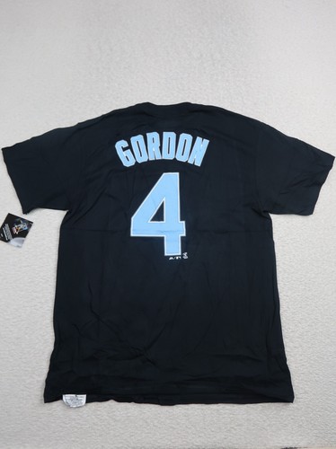 Majestic Men's T Shirt Size Large Kansas City Royals MLB 4 Gordon Black Cotton - Picture 2 of 5