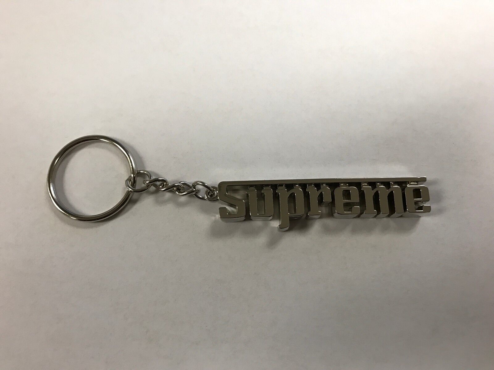 SILVER Supreme F/W 2016 GRAND PRIX Keychain Polished Box Logo SOLDOUT RARE