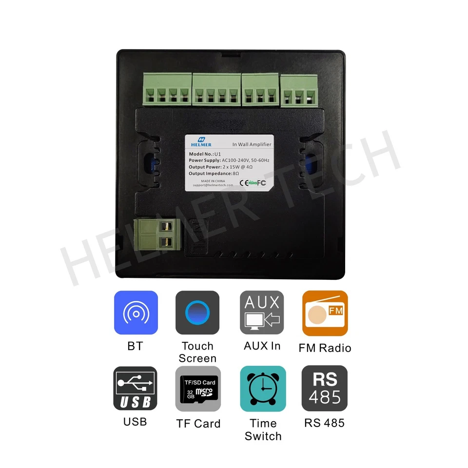 4" Integrated In Wall Bluetooth-Compatible Audio Amplifier Home Stereo Amplifier - Image 3 of 4