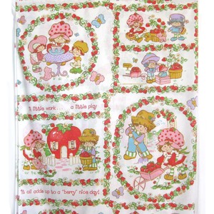 Strawberry-Shortcake-Vintage-Twin-Flat-Sheet-JC-Penney-1980-91-x-65-Fabric
