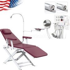 Portable Dental Chair Oral LED Light PU Leather/ Metal Turbine Unit 2/4Holes