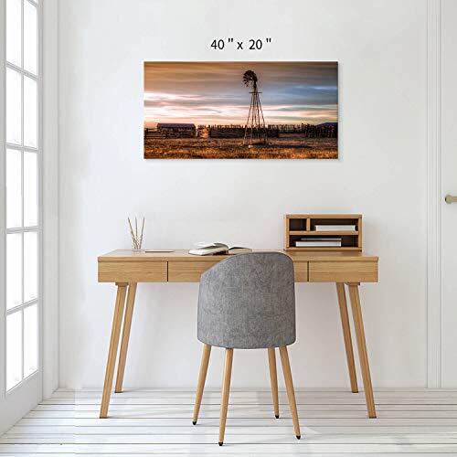 Windmill Artwork Rustic Landscape 40" x 20" x 1 panel Windmill picture - Picture 3 of 8