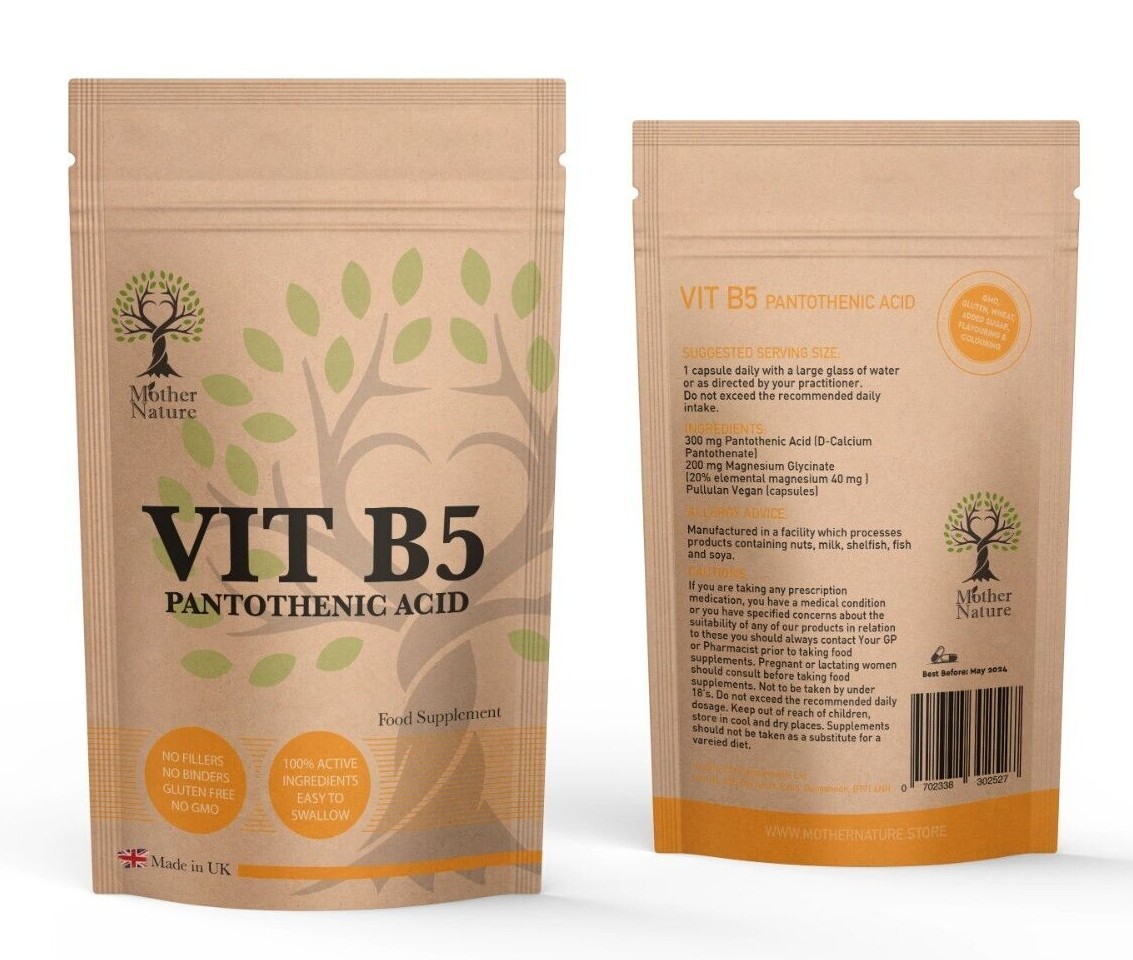 Vitamin B5 Capsules 500mg Vit B5 Vegan Vitamin B5 Supplement