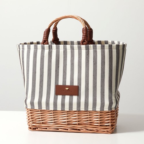 Weekend Max Mara Basket Bag ELLENI Women's Handbag Rattan Stripe w/Pouch NEW - Picture 6 of 13