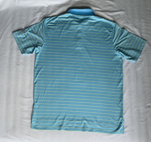 Peter Millar Summer Comfort Large Striped Polo Golf Shirt Blue Yellow - Picture 2 of 15