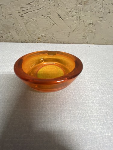Vtg Glass Orb Ashtray Persimmon Orange Mid Century Modern Atomic Globe - Picture 5 of 9