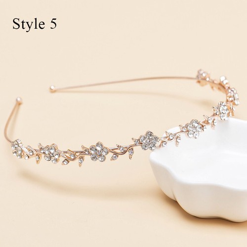 Crystal Thin Hair Hoop Rhinestones Inlaid Flower Hairbands Floral Wedding Bridal - Picture 17 of 21