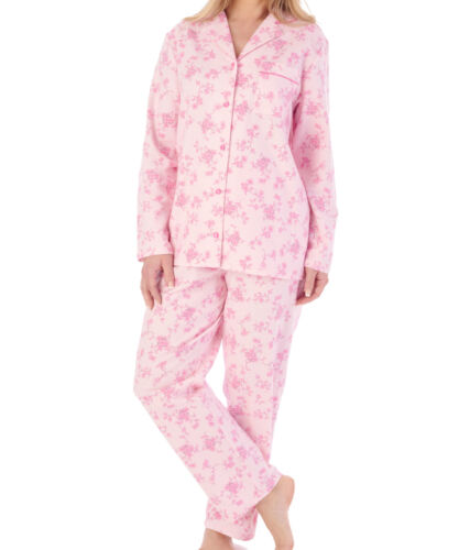 Conjunto de pijama para mujer Slenderella franela algodón floral manga larga parte superior parte inferior de pijama - Imagen 18 de 22
