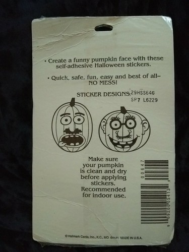 Vintage Halloween Aufkleber für Kürbisgesicht 1995 Punze - Bild 3 von 5