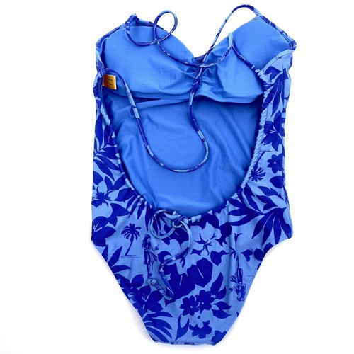Aerie Hop Lun Hawaiian floral swimsuit size small blue hula girls Sample - Picture 5 of 10