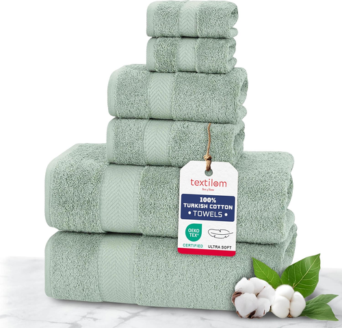 100% Turkish Cotton 6 Pcs Luxury Bath Towels, Soft & Absorbent Bathroom Towels S - Picture 11 of 12