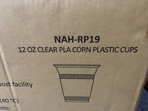 NatureHouse RP19, Compostable PLA Corn Plastic Cold Cups, 12oz, Clear, 50 Cups - Picture 5 of 6