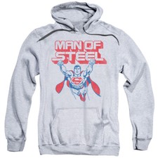 SUPERMAN STEEL RETRO Licensed Adult Hooded Sweatshirt Hoodie SM-3XL