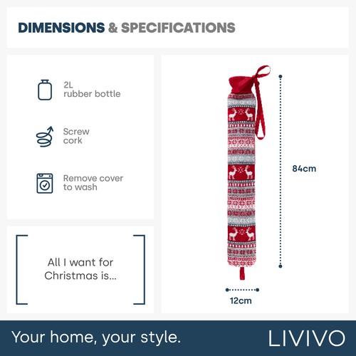 2 L Largo Botella de Agua Caliente PVC Extraíble Lavable Cubierta Pullona Tejida Cálida Imitación - Imagen 5 de 12