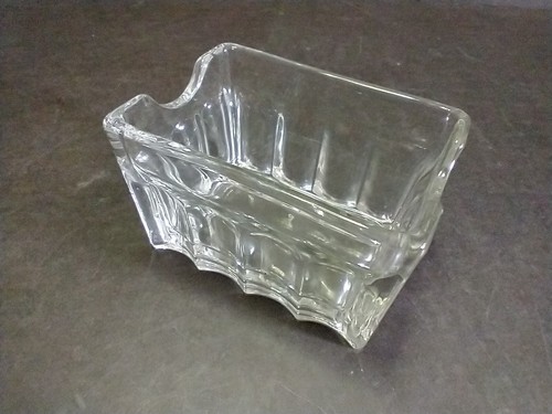 Vintage Clear Glass Ribbed Sugar Sweetener Packet Holder Restaurant Ware NICE - Afbeelding 1 van 10