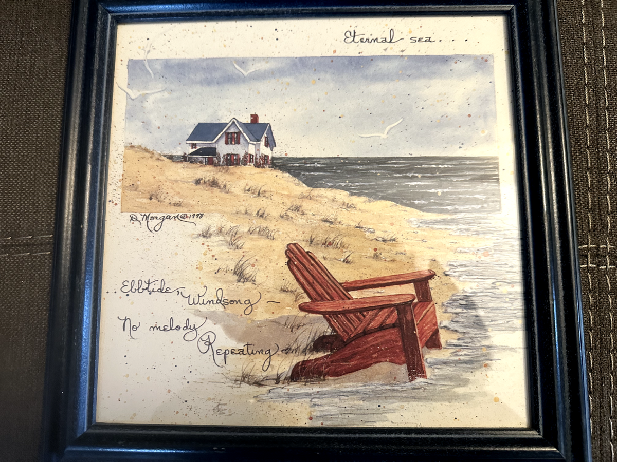 Set of 2 ~Vtg D Morgan -Beach Decor Prints- Blue Framed